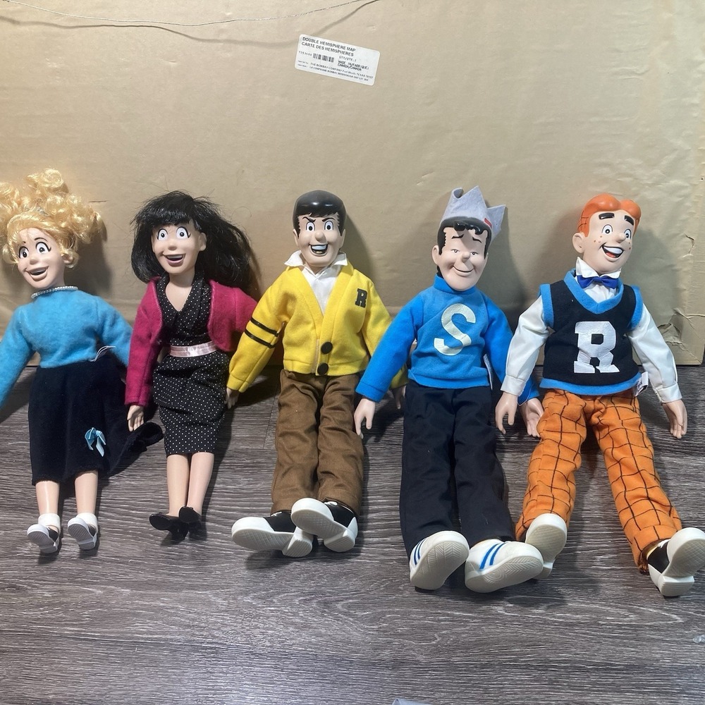 ARCHIE COMICS DOLLS PLUSH COMPLETE SET OF 5 RARE JUGHEAD BETTY 1987 PRESENTS